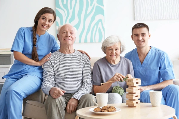 Senior man and woman Care